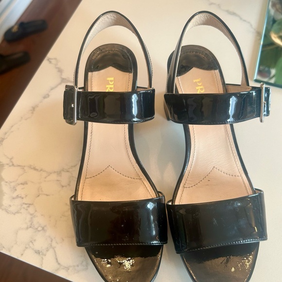 Prada patent leather block platform authentic sandals size 37 - Picture 5 of 6